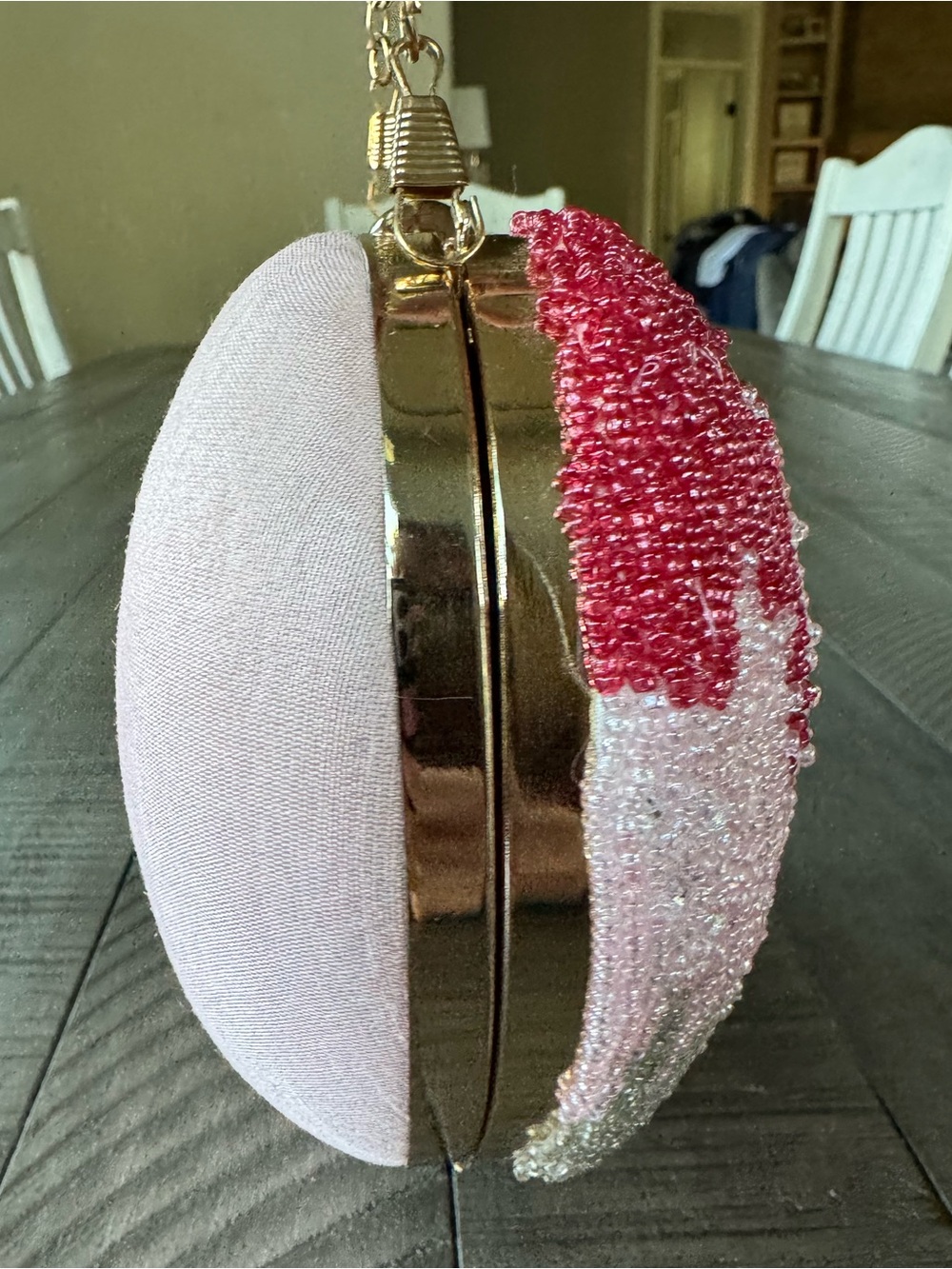 Lulu Pink & Red Beaded Heart Novelty Drip Handbag/Bag/Clutch - Picture 9 of 16